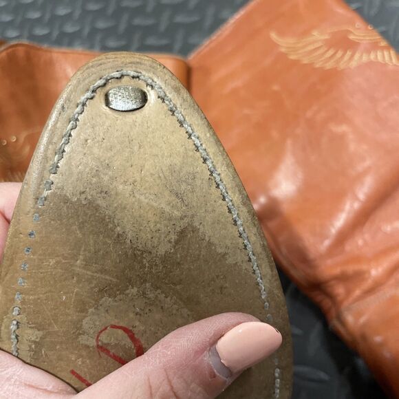 Vintage RARE 1970s Tall Leather Dingo Stacked Heel Boots Embroidered Phoenix 6.5 - Picture 7 of 12